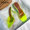 Sandaler Green Orange PVC Transparent Crystal Spike High Heels Jelly Woman Slippers Street Style Open Toe Slides Shoes 230320