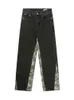 Jeans da uomo American Retro Stitching Camouflage Confortevole stile VIBE allentato Pantaloni micro svasati Abbigliamento lungo 230320