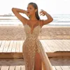 Casual Dresses Wedding Party Dress Women Evening Elegant Sexy Deep V Neck Spaghetti Strap Sleeveless Sequined Long Maxi For 2023