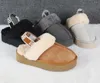 2023 Australië Nieuwe Tazz Slippers Australian Classic Warm Boots Dames Mini Half Snow Boot USA GS Winter Full Fur Fluffy Furry Satin enkel Boots Booties Booties Slippers Box