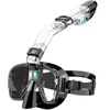 Dykmasker snorkelmask vikbar dykmaskuppsättning med torrt toppsystem och kameramontering antifog professionell snorkling redskap 230320