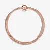 Rose Gold Multi Snake Chain Bracelet for Pandora 925 Sterling Silver Hand chain Wedding Jewelry For Women Girlfriend Gift designer Bracelets with Original Box Set