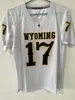 Personnalisé n'importe quel nom n'importe quel numéro hommes Wyoming # 17 Josh Allen marron blanc vache cousu collège Football garçons maillots