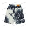 Xinxinbuy Hommes Femmes Designer Shorts Pantalon Denim Tie Dye Lettre Imprimer Printemps Eté Noir Bleu Vert M-3XL