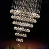 Chandeliers LED Round Crystal Light Lamp Fixtures For Parlor El Hallway With Warm Or Cool White VALLKIN