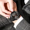 腕時計CRRJUの男性は贅沢な多機能クロノグラフ24時間ディスプレイ腕時計カジュアル防水カレンダーフルスチール