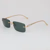 Nouvelles lunettes de soleil de mode sans monture pour femmes Homme Moissanite Diamant Lunettes de soleil Métal conduite Luxe Diamant serti lunettes Designer Lunettes Unisexe Lunettes