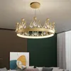 Lampes suspendues nordique couronne cristal lumière moderne Simple chambre salon lumières luxe princesse filles enfants lampe