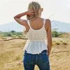 Women's Tanks Women Fashion Casual Round Neck Sling Lace Up Ruffles Hem Sleeveless Tops Spring Summer Pullover Vest Dating White Tunic Camis