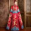 Etnische kleding lente traditionele show bruid getrouwd pakken Chinese stijl bruiloft formele jurk vrouwelijke avond cheongsam kimono overzee