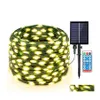 Led Strings 100M Solar String Light Green Pvc Wire Outdoor Chrismtas Fairy Copper Garland For Garden Patio Decor Drop Delivery Light Dh1Oa