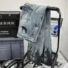 Mäns jeans punk denim byxor män harajuku flamma tvärtryck färgblock baggy manliga raka byxor multipockets höstvinter 230320