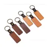 Keychains Lanyards Leather Beech Wood Carving Diy gegraveerde sleutelhanger Key Rings For Men Women Birthday Party Anniversary Gift Drop D DHBKB