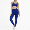 Yoga -outfits 2 stuks naadloze fitness dames yoga suit gym push up kleding training sportset gewatteerde sport beha hoge taille legging sportkleding 230317