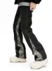 メンズジーンズアメリカンレトロステッチカモフラージ快適なゆるいバイブスタイルマイクロフレアパンツロング衣類230320