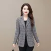 Damskie garnitury Blazery XL-5xl Spring Kurtka damska moda kratą Blazer Blazer Blazer Ubrania eleganckie damskie biuro biurowe garnitur wierzchniej 230320