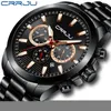 Wristwatches CRRJU Men Watch Luxury Multifunction Chronograph 24 Hours Display Wristwatch Casual Waterproof Calendar Full Steel
