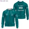 Мужские куртки 2023 Aston Martin F1 Jacket Alonso Jersey Uniform Loose Coat Formula 1 Racing Suit Мужская и женская одежда для болельщиков MOTO Jack Tops 0320H23