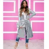 Kadın Ceketleri Kesilmiş Elegant Coats Gece Kulübü Glitter Outwear Blazers Dış Giyim Kadın Uzun Kadınlar Parlak Gümüş Pullu Kıyafet Trendi