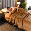 Blankets Queen Size Coral Fleece Blanket For Bed Soft Solid Color Thick Blankets For Winter King Size Double Plaid Bed Linen 200*230 230320