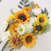 Fleurs décoratives en boîte Style européen fête de mariage fleur artificielle boîte-cadeau proposition mariée tenant tournesol bricolage à la main