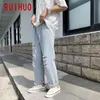 Männer Jeans RUIHUO Gerade Mann Streetwear Denim Hosen Männer Hosen Slim Fit M-3XL 2023 Herbst Ankünfte