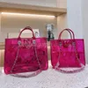 Fashion Designer Jelly Bags Classic Flower Beach Tote Bag TOP Luxury Large Capacity High Bag Celebrity Party Transparent Package Beige hot Versatile Fashion Bag