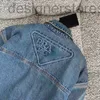 Herrjackor designer 22 tvättade jeansjacka topp baksida präglad triangel långärmad skjorta par bikerjackor BLB8 OFCY