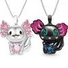 Pendentif Colliers Mignon Dessin Animé Axolotl Coeur Strass Collier Femmes Ruban Noir Animal Charmes Bijoux Amoureux Cadeau