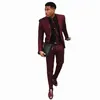 Costumes pour hommes bordeaux 2 pièces costume pour hommes Trajes De Hombre Slim Fit mariage garçons d'honneur formel smoking sur mesure hommes Blazer