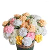 Dekoratif Çiçekler 5 PCS Düğün Buket Gülleri DIY El Örgü Çiçek Simülasyonu Yapay Yün Renkli Gül