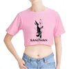 Women's T Shirts The Sandman Logo Tee Merch Crop Top Exposed Navel T-Shirt Oversize O-Neck Tops Women Funny Tshirt Fashion