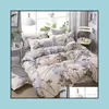 Ensembles de literie Blanc Bleu Fleur Ensemble Lapin Univers Motif Drap de lit Dessin animé Couette ER Couette FL Twin Queen King Size Drop Livraison Ho Dhinf