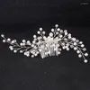 Headpieces Bridal Handmade Pearl Hair Comb Silver Plate Accessories Wedding Dress