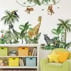 Fonds d'écran Jungle Animal Plam Grande Taille Décoration Murale Autocollant Pour Enfants Chambre Chambre Papier Peint Auto-adhésif Mural Giraff Zebra Monkey Decal