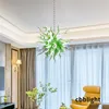 Lustre de vidro soprado à mão lustre verde lâmpadas pendentes contemporâneas lustre de vidro borossilicato para iluminação de teto de hotel em casa acessórios pendurados de luxo LR1462