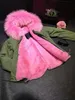 Women's Fur & Faux MeiFng Brand Pink&white For Chose Lover Style In Winter With Real Remove Raccoon Hoodies