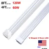 Led Tubes 8 Feet Shop Light Integrate Fixture 8Ft 4Ft T8 Tube Lights 4 Rows 120W Fluorescent Lamps Drop Delivery Lighting Bbs Dhplo