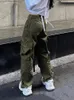 Damenhose Capris Weekeep Grüne Cargohose Boyfriend-Stil Baggy Reißverschlusstasche Freizeithose Frauen Hohe Taille Streetwear Y2k Ästhetische Jogginghose 230317