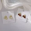Stud-oorbellen U-magische Koreaanse rode witte kersen oorbel voor vrouwen Creatieve Circle Metal Summer Fruit Sieraden Accessoires