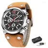 ساعة معصم Lige Hollow Clock Mens Watches Top Quartz Watch for Men Leather Leather Gathproof Sport Chronograph Montre de Luxe Gifts