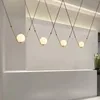 Postmodern minimalist creative glass ball pendant lamp living room restaurant designer V-shaped tube bar small hanging lamp