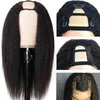 Perruques synthétiques Kinky Straight u Part Wig Cheveux humains s pour femmes Yaki Upart s Brésilien Remy Glueless 180% Densité 230227