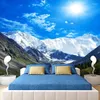 Bakgrunder Anpassad väggmålning Vattentät självhäftande tapet Blue Sky Snow Mountain Scenery 3D Po Wall Paper för vardagsrum sovrumsdekor