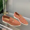 Klänningskor Summer Walk Women Loafers Suede Causal Moccasin Mmtal Lock Beanie Bekväm mjuk sula platt plus storlek 230320