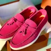 Klänningskor Summer Walk Women Loafers Suede Causal Moccasin Mmtal Lock Beanie Bekväm mjuk sula platt plus storlek 230320