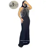 Partykleider OEING High Neck Black Mermaid Abend Perlen Bodenlangen Arabische Frauen Formales Abendkleid Zurück Split Abendkleider