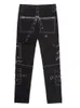 Men's Pants PFNW Punk Rock And Roll Show Gothic Dark Style Slim Metal Splic Pencil Trousers Autumn Skinny Clothing 230317