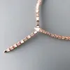 Designer Collection Style Dinner Party Choker Neckhole Necklace Bracelet Settings Diamond Mother of Pearl Plated Rose Gold Snake Serpent Snakelike Jewelry Sets