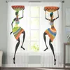 Sheer Curtains African Women for Living Room Bedroom Tulle Kitchen Window Treatments Panel Drapes 230320